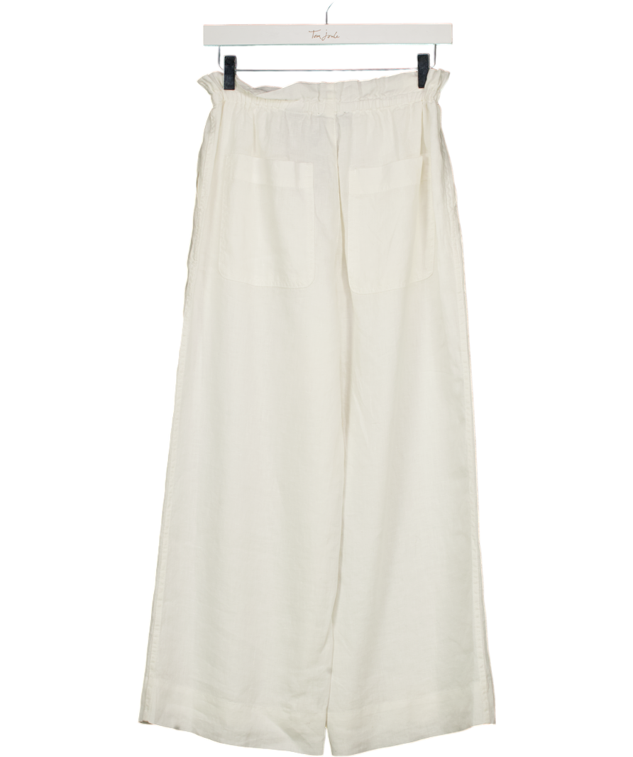 DONNA KARAN Weekend Cream Linen Blend High-rise Paperbag Pant UK XS