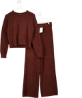 CALVIN KLEIN 2-piece Chocolate Brown Super Soft Cosy Knit Loungewear Set UK S