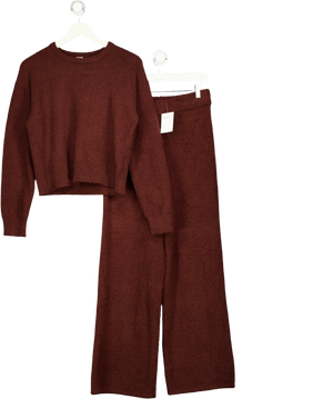 CALVIN KLEIN 2-piece Chocolate Brown Super Soft Cosy Knit Loungewear Set UK S