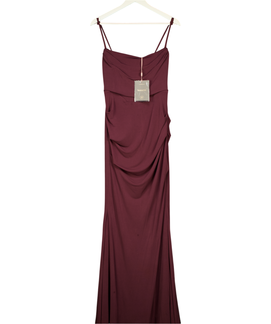 HOUSE OF CB Milena Dark Cherry Red Corset Maxi Dress UK M