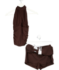 White Fox Brown Studio Diva Mini Shorts (l) And Belladonna Halter Top UK S