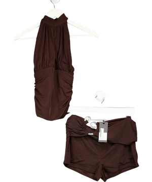 White Fox Brown Studio Diva Mini Shorts (l) And Belladonna Halter Top UK S