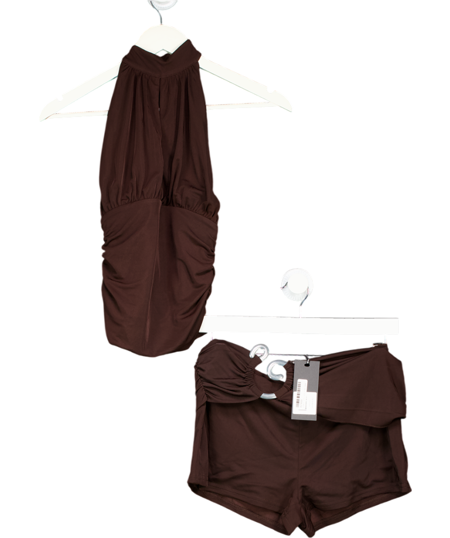 White Fox Brown Studio Diva Mini Shorts (l) And Belladonna Halter Top UK S