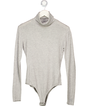 NOVO Grey Premium Fine Knit Silk And Cashmere Blend Turtleneck Bodysuit UK 10