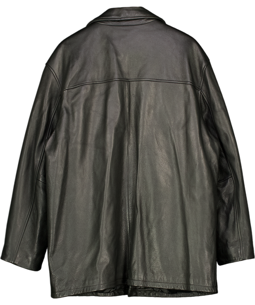 GUESS Black Leater Longline Jacket UK XL