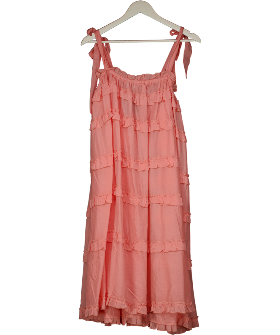 BY MALINA Coral Pink Tiered Ruffled Dress UK S/M