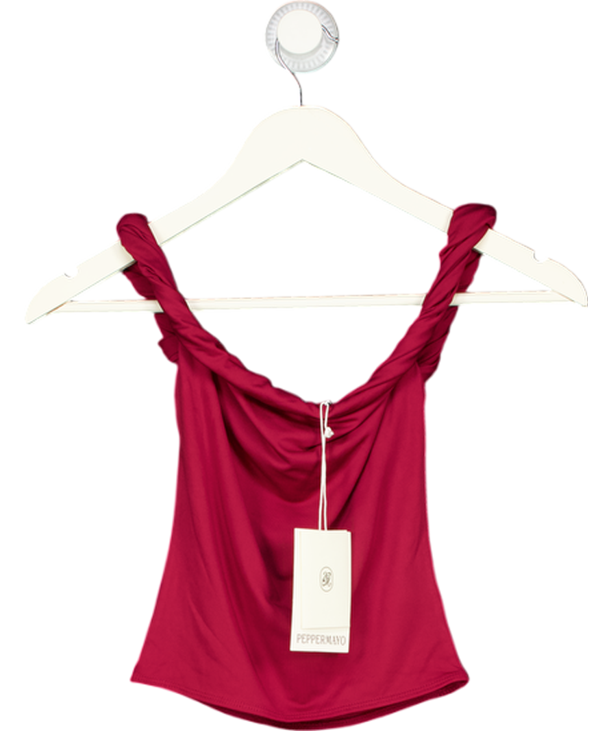 PEPPERMAYO Solace Soul Twist Shoulder Top - Maroon Red UK 6
