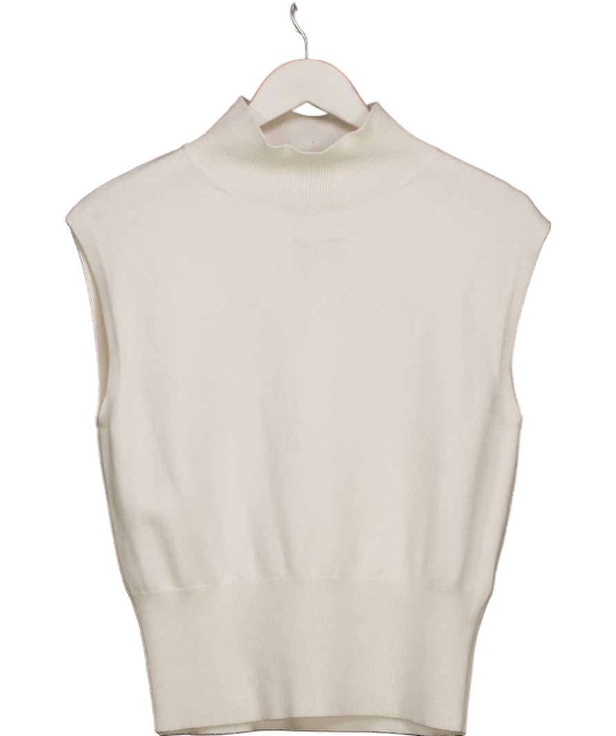 Mint Velvet Cream Cashmere / Wool Blend Sleeveless Turtleneck Jumper UK S