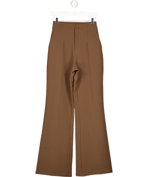 ODD MUSE Chocolate Brown High Waist Wide Leg Trousers UK XS