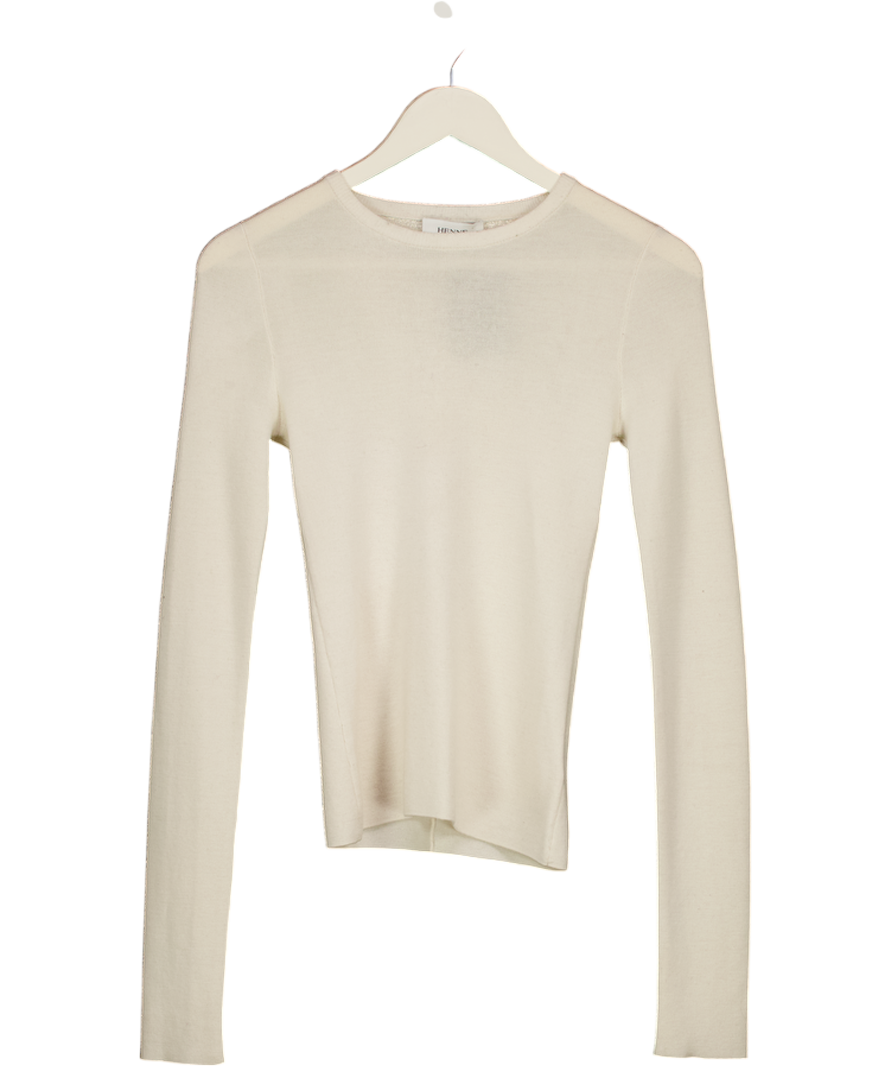 HENNE Cream 100% Merino Wool Fine Knit Sweater UK 8