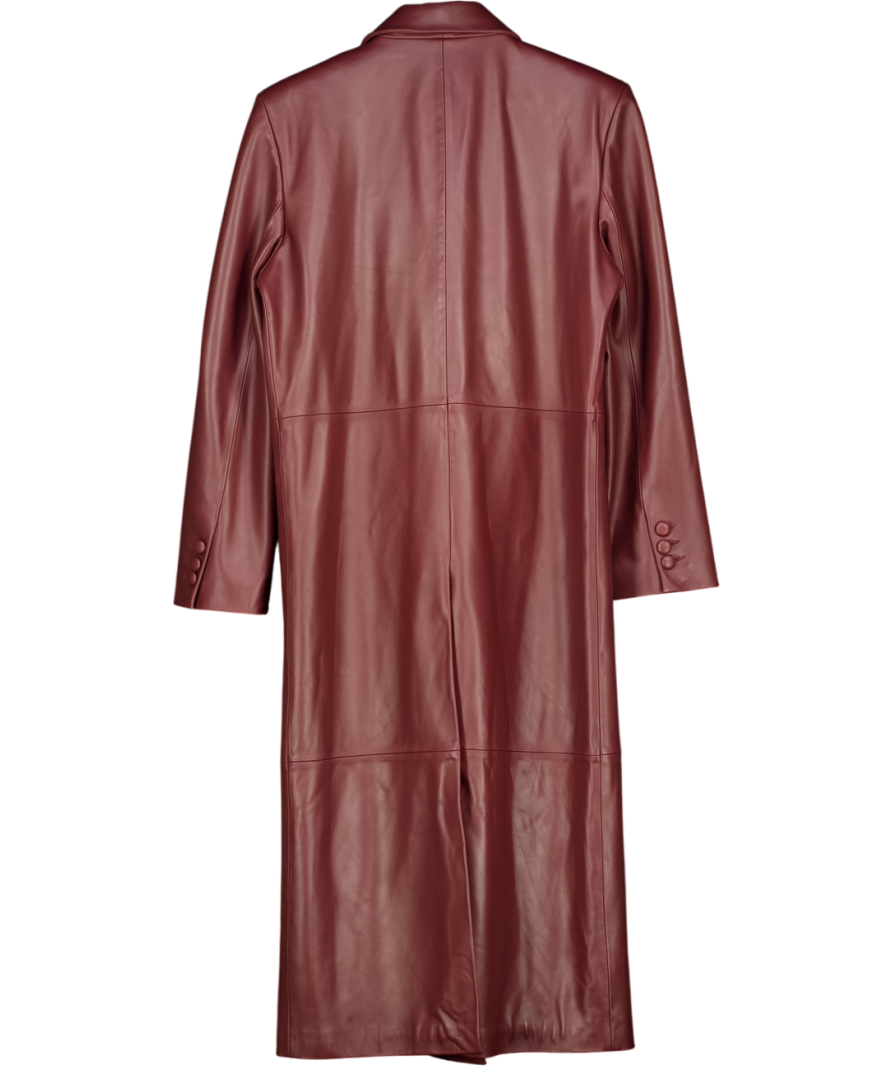 DE SAVARY LONDON Burgundy Red Leather Trench Coat UK M