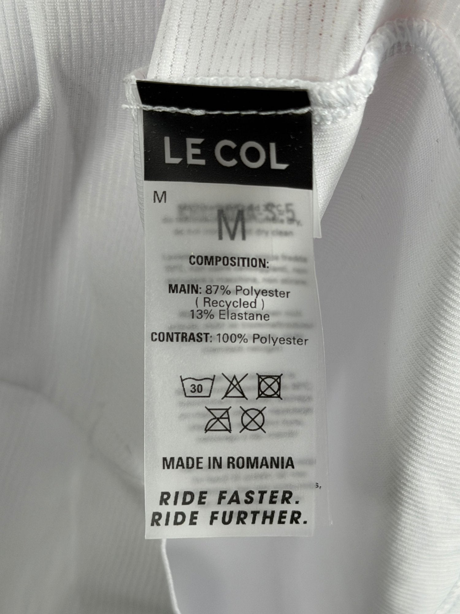 LE COL White Cycling Jersey Recycled Polyester UK M