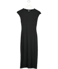 ZARA Black Textured Jersey Sleeveless Midi Dress UK S