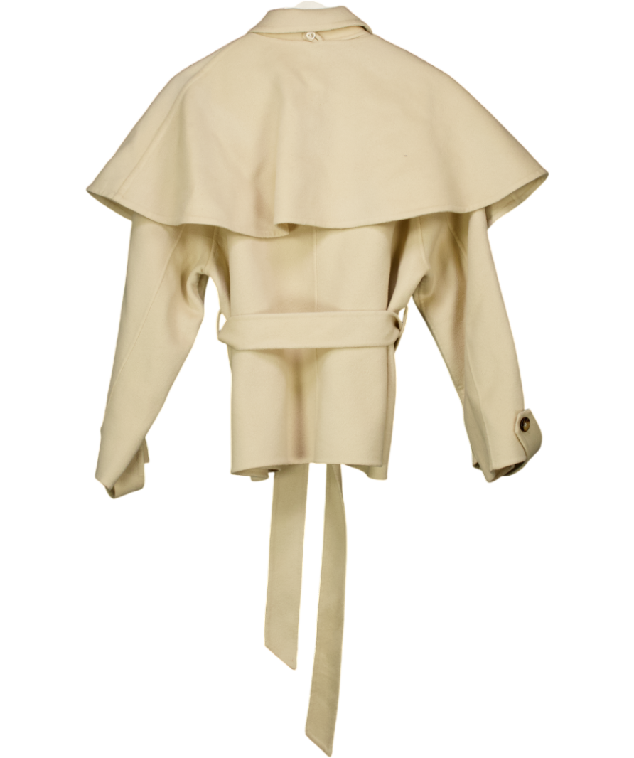 FABRIQUE X Maia Gogiberidze Cream Detachable Cape Shearling Short Coat In Merino Wool UK S
