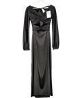 STOLEN STUDIOS Black Satin Cut Out Long Sleeve Maxi Dress UK XS