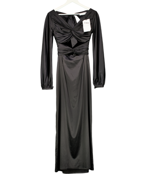 STOLEN STUDIOS Black Satin Cut Out Long Sleeve Maxi Dress UK XS