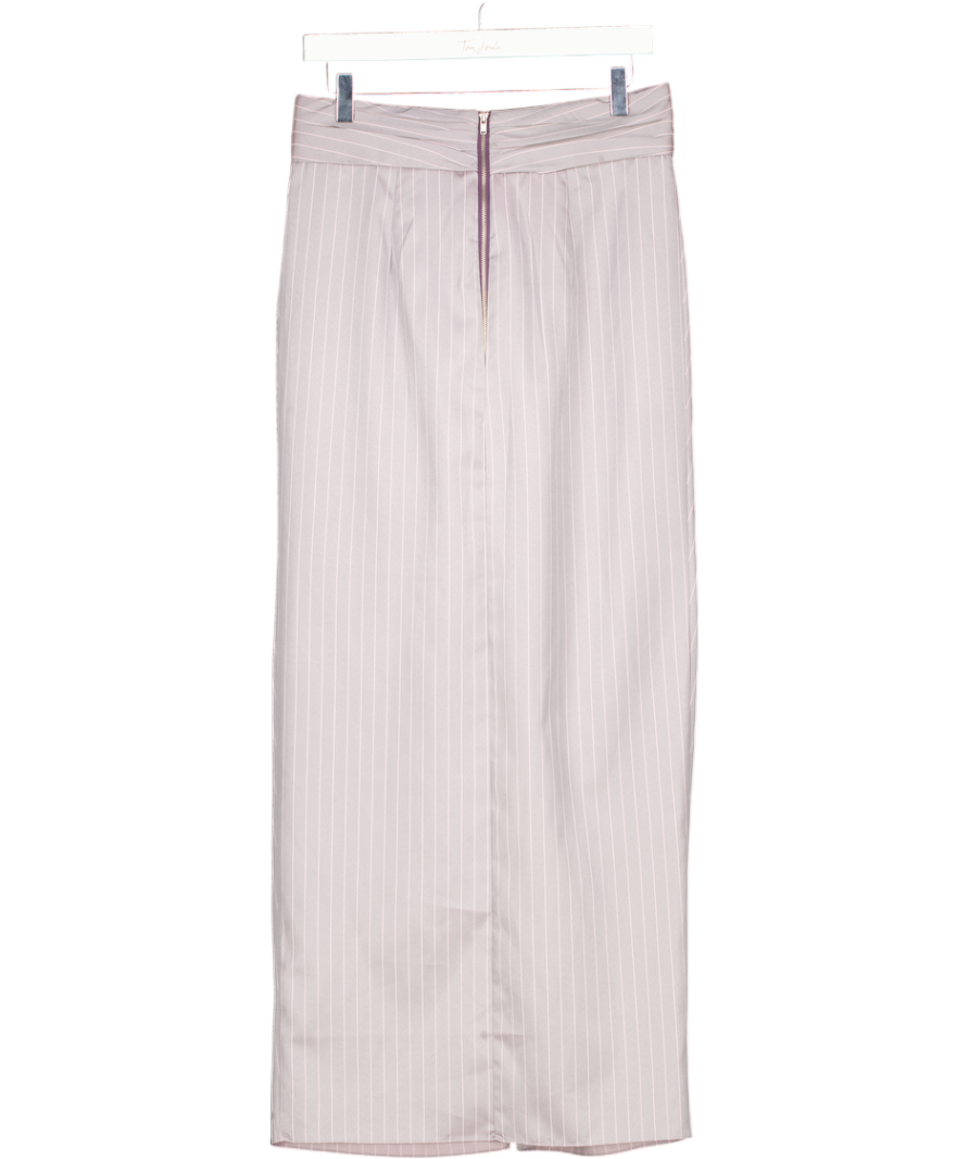 Van Nzill Grey Pleated Pinstripe Maxi Skirt UK S