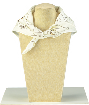 MEMO PARIS Luxury Cream Bird Print Silk Neck Scarf