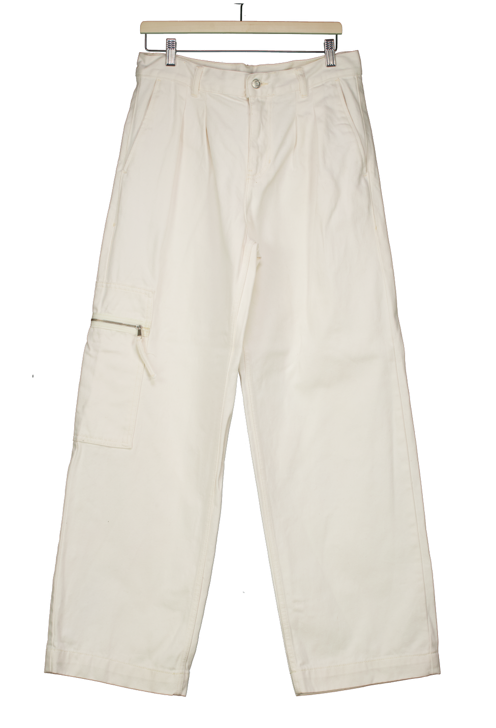 MANGO White Wide Leg Jean With Single Zip Pocket UK 8