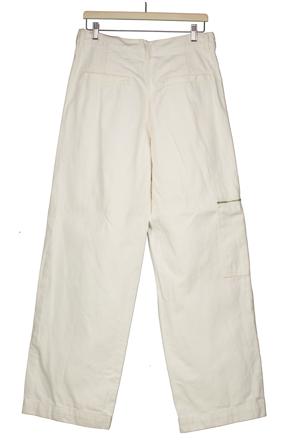 MANGO White Wide Leg Jean With Single Zip Pocket UK 8