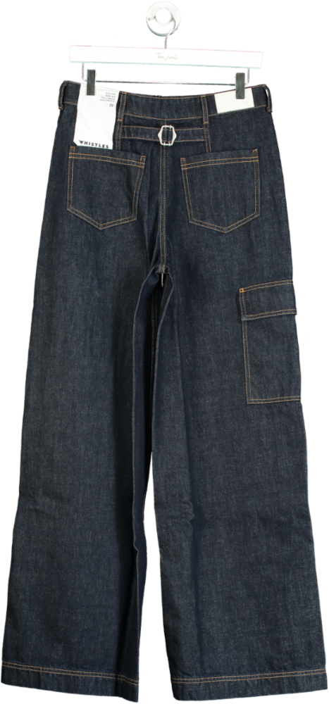 Whistles Blue Dark Denim Wide Leg Cargo Jean W28