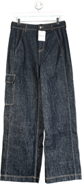 Whistles Blue Dark Denim Wide Leg Cargo Jean W28