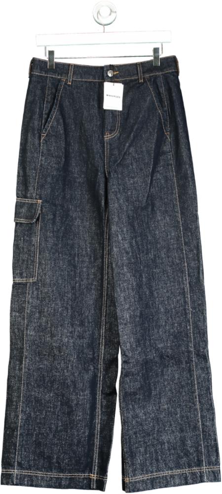 Whistles Blue Dark Denim Wide Leg Cargo Jean W28