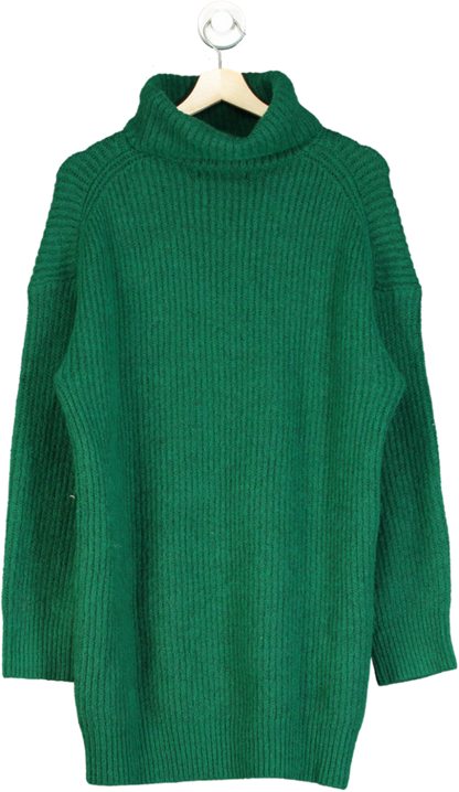 MANGO Green Ribbed Turtle Neck sweater Dress UK S