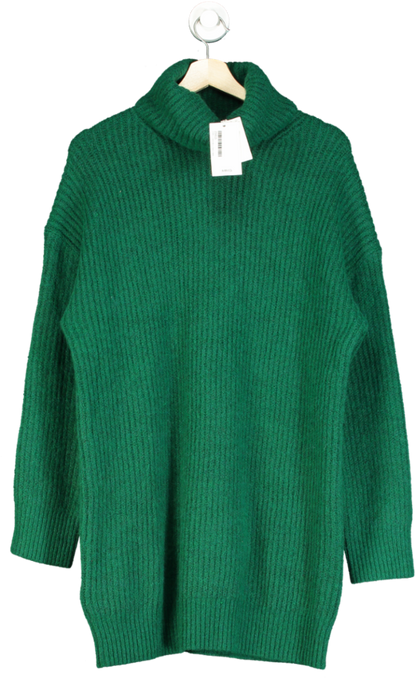 MANGO Green Ribbed Turtle Neck sweater Dress UK S