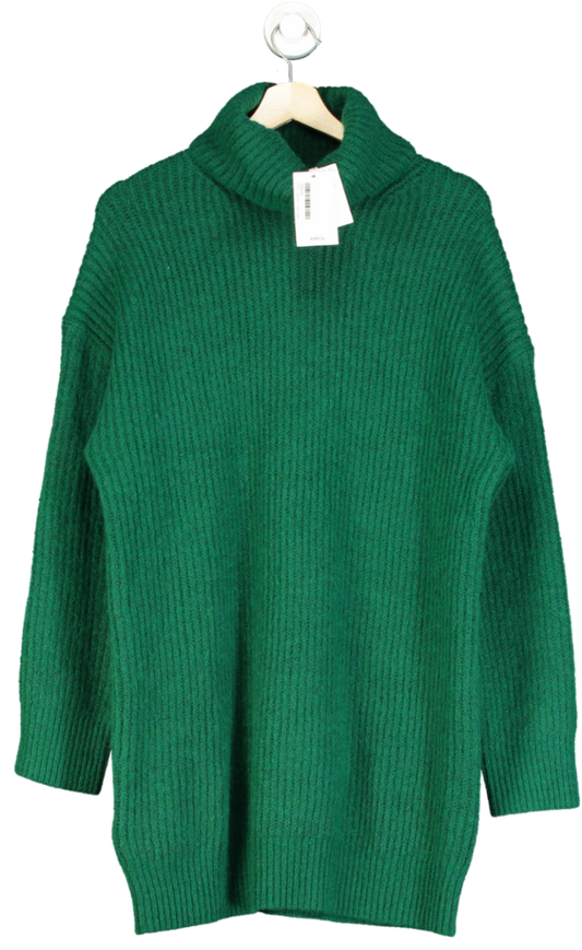 MANGO Green Ribbed Turtle Neck sweater Dress UK S