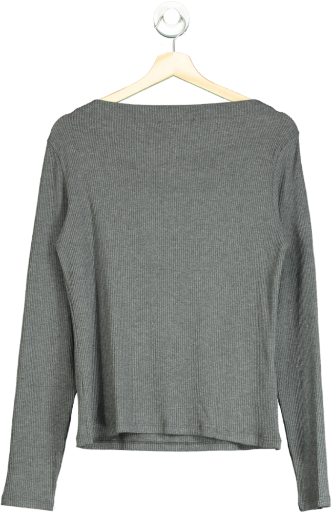 MANGO Grey Long Sleeve Knitted T-shirt UK L