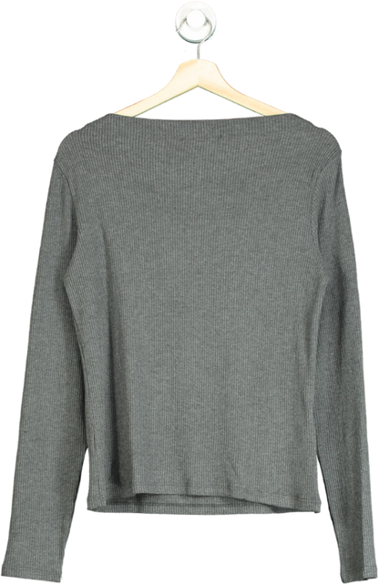 MANGO Grey Long Sleeve Knitted T-shirt UK L