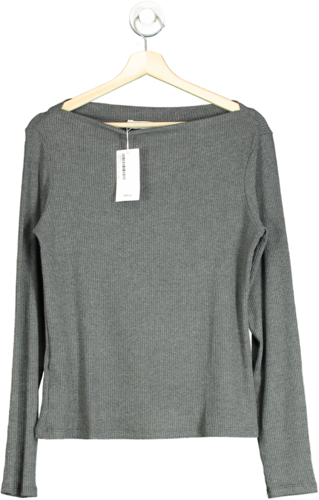 MANGO Grey Long Sleeve Knitted T-shirt UK L