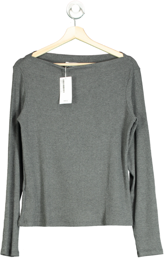 MANGO Grey Long Sleeve Knitted T-shirt UK L