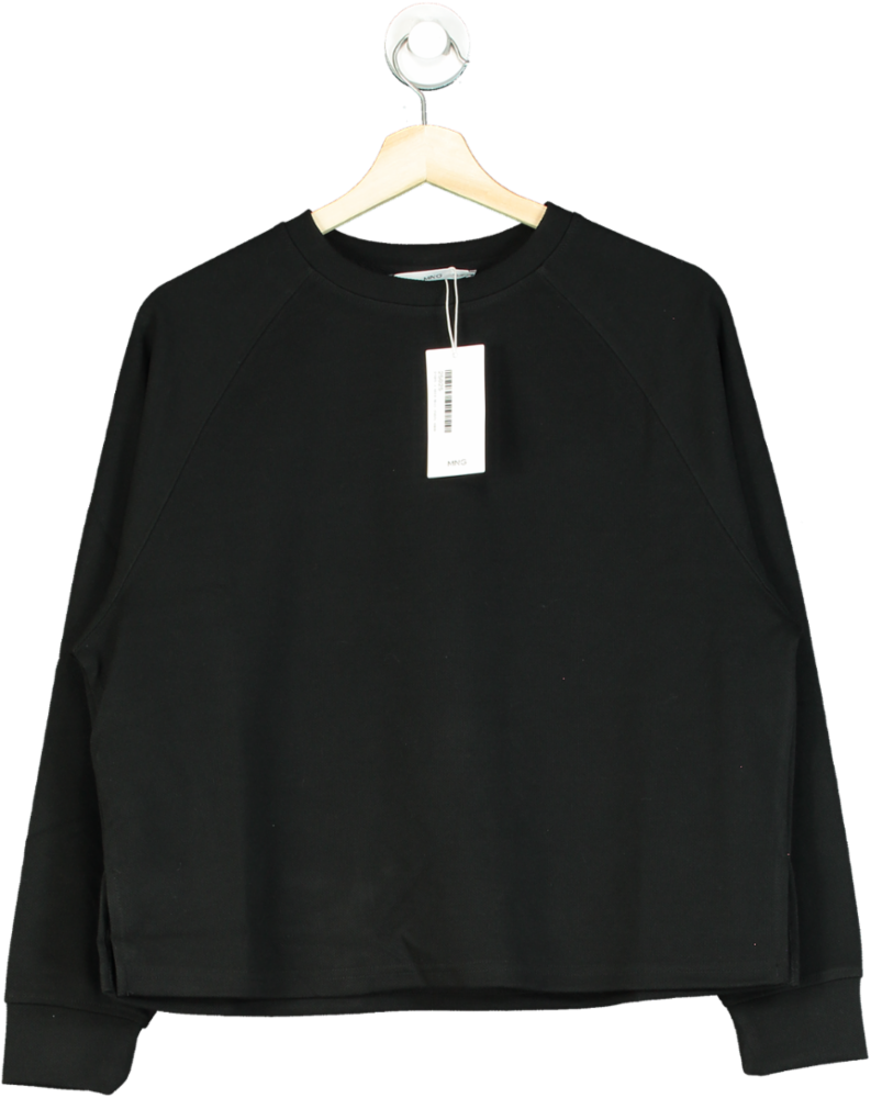 MANGO Black Decorative Stitching Sweatshirt UK XS