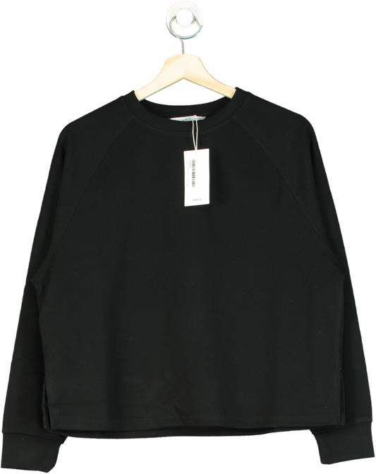 MANGO Black Decorative Stitching Sweatshirt UK XS