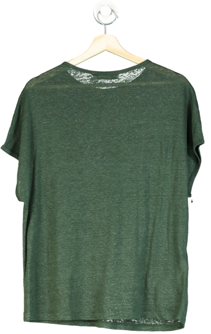 MANGO Green Short-sleeved Linen T-shirt UK S