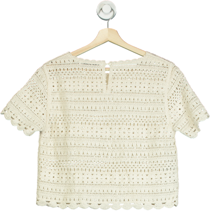 MANGO Cream Knitted Sweater With Openwork Details UK M