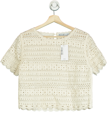 MANGO Cream Knitted Sweater With Openwork Details UK M