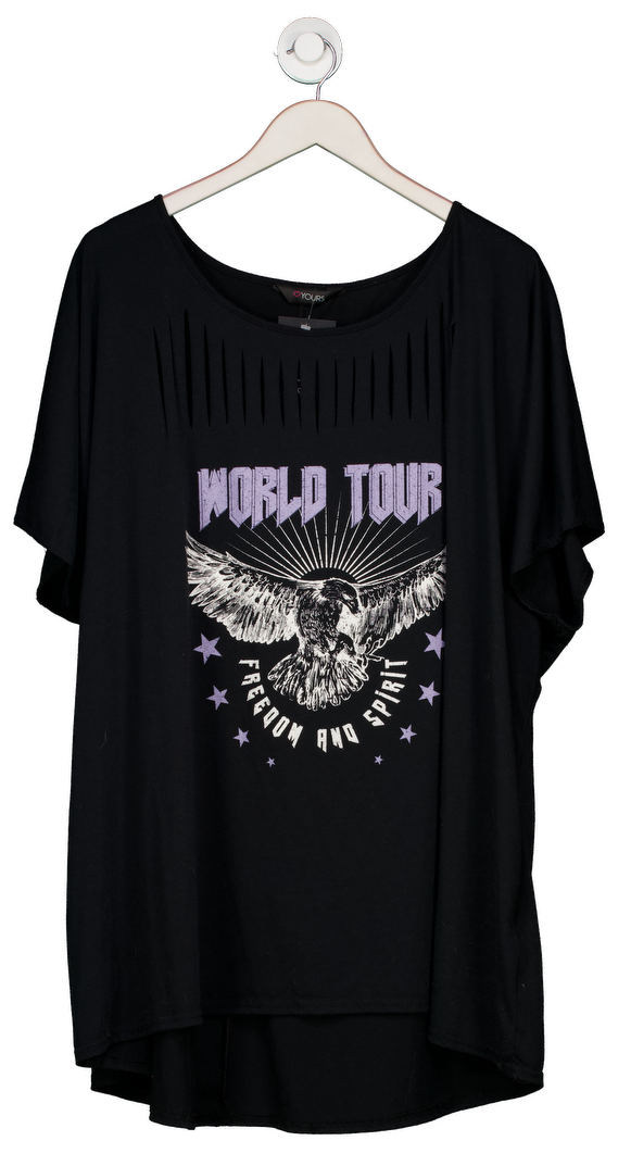 Yours Black Curve 'world Tour' Slash Detail Top UK 26