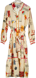Never Fully Dressed Cream Poema Graphic Shirt Dress UK 22