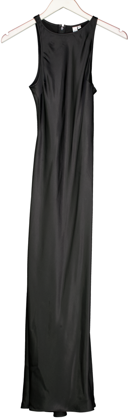 & Other Stories Black Sleeveless Satin Midi Dress UK 6