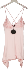 White Fox Pink Pleated Cup Satin Mini Dress UK XL