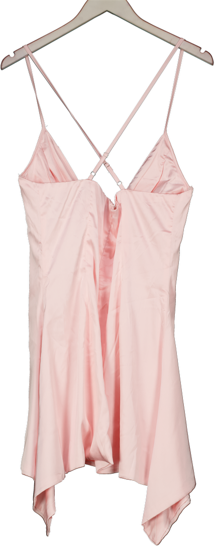White Fox Pink Pleated Cup Satin Mini Dress UK XL