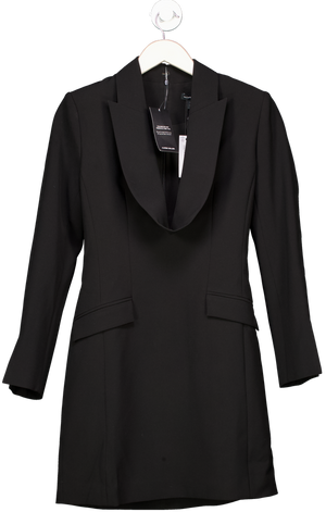 Karen Millen Black Polished Tailored Cowl Neck Blazer Mini Dress UK 6