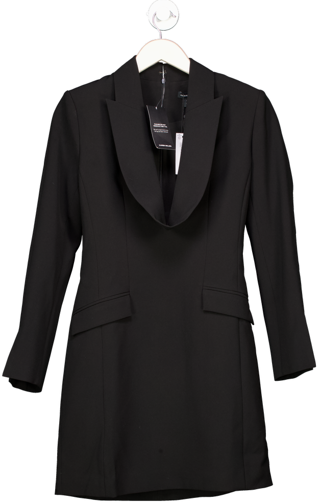 Karen Millen Black Polished Tailored Cowl Neck Blazer Mini Dress UK 6