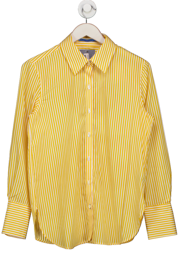 J. MCLAUGHLIN Yellow Sloane Shirt In Stripe UK M