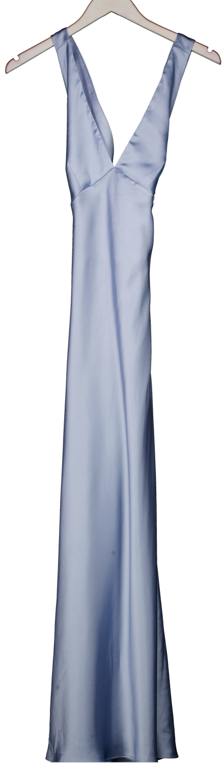 ZARA Blue Cross Strap Satin Midi Dress UK M