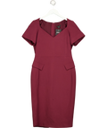KAREN MILLEN burgundy structured knee-length sheath dress, size UK 12 — front