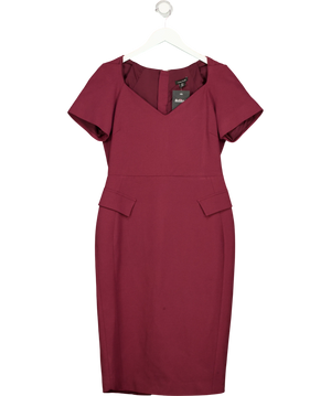 Karen Millen Burgundy Structured Knee-Length Sheath Dress UK 12